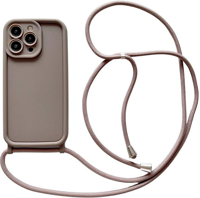 Rui Di Umhängetasche Weiche Handyhülle für iPhone mit verstellbarem Lanyard-Riemen, Braun - Bild 1
