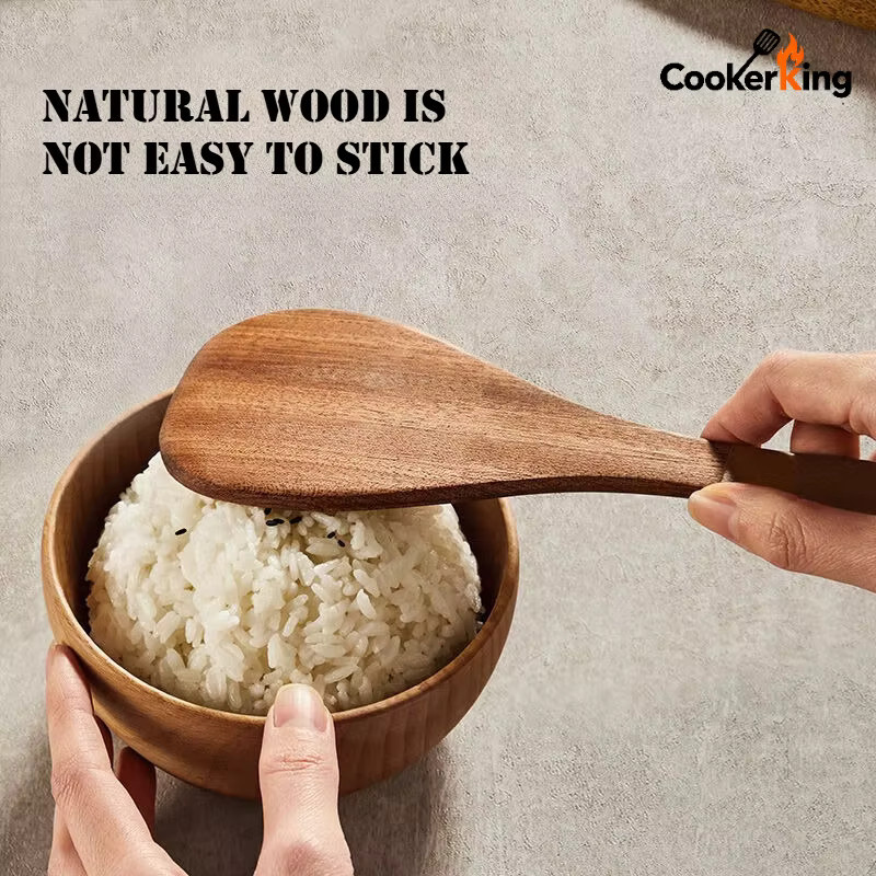 COOKER KING 4-in-1 Küchenutensilien-Set aus Holz in Schwarz und Braun mit Spatel und Löffel - Bild 4