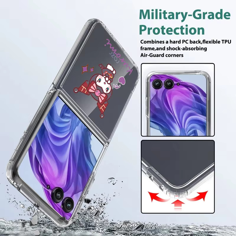 Sanrio Kawaii Kitty und Kuromi transparente Schutzhülle aus PC-Hartschale für Motorola Razr 70 Ultra 60 50 Plus sturzsicheres Handycase - Bild 2