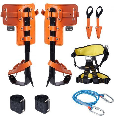 VEVOR Baumkletterspikes-Set aus legiertem Stahl mit Sicherheitsseil und Sicherheitsgurt, Orange - Bild 1