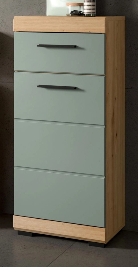 Badezimmer Kommode Shawn von Inn.Furn in Grün und Eiche, Breite: 37 cm, Höhe: 88 cm - Bild 1