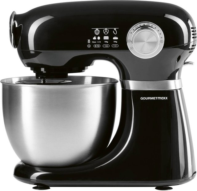 GOURMETmaxx Küchenmaschine in Schwarz mit Edelstahl-Elementen - Bild 1