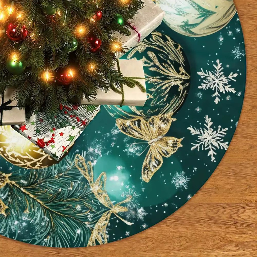 VIKAMA Weihnachtsbaumrock und Bodenmatte mit klassischem floralem Design für drinnen und draußen - Bild 4