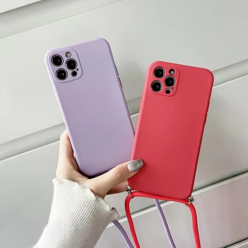 OnePlus Handyhülle aus Silikon mit Lanyard-Kordel für OnePlus 12 und 12R in Grün, Lila oder Rot - Bild 1
