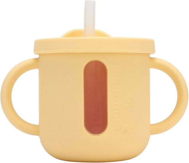 TOMTOP JMS Silikon-Schnabeltasse für Kleinkinder mit Doppelgriffen und auslaufsicherem Deckel, Gelb - Bild 1