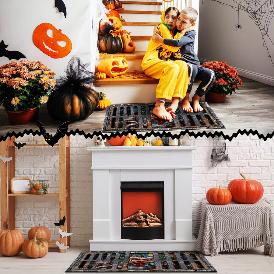 VIKAMA Halloween 3D Illusion Clown Fußmatte für drinnen und draußen, Mehrfarbig, B/T: 60 x 40 cm - Bild 3