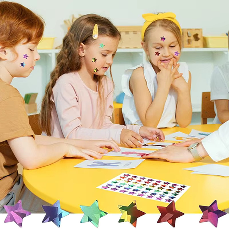 TMZ Selbstklebende Laser-Aufkleber für Kinder in Multicolour mit Sternen, Herzen und Punkten für DIY-Bastelarbeiten - Bild 2