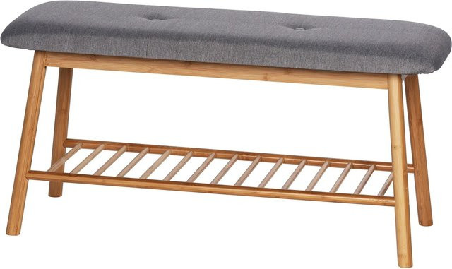 Wenko Schuhbank Bahari aus Bambus mit Polsterung, B/T/H: 90 x 34 x 45 cm, Braun/Grau - Bild 1