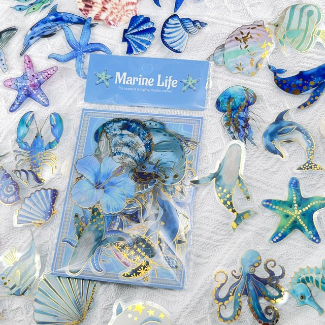 Transparentes PET Aufkleber Set mit Marine Organismen für DIY Dekoration von Laptop, Tasse und Taschen, 50 Stück - Bild 1