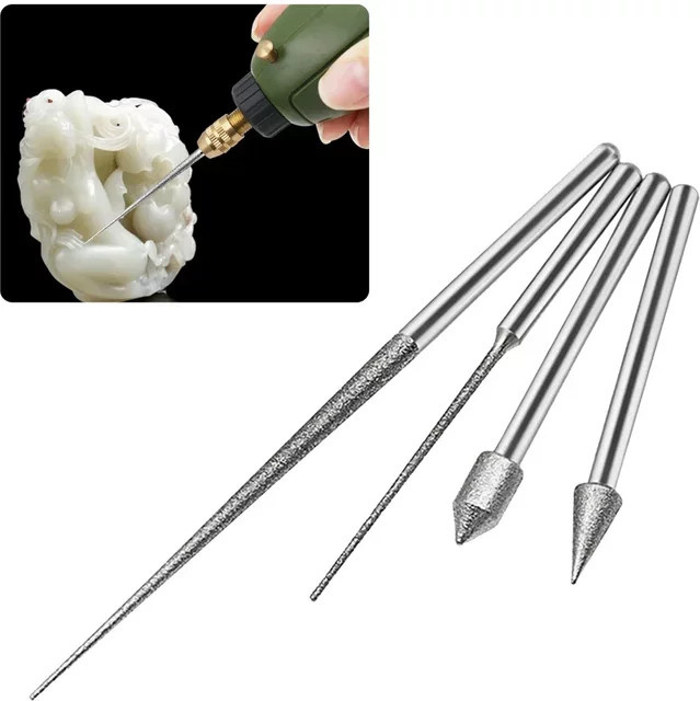 Diamant Schleifkopf Mini Bohrer mit 3 mm Schaft für Metall Glas und Jade in Silber - Bild 1