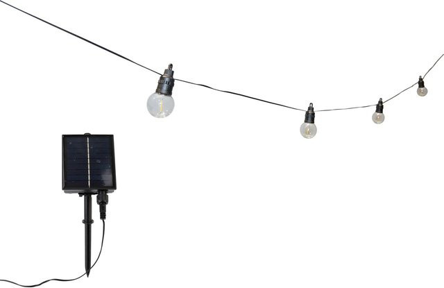 POWERTEC GARDEN Solar LED Glühbirnen Lichterkette mit warmweißem Licht und IP44 Schutz für Garten und Balkon - Bild 1