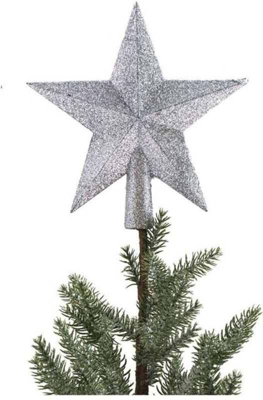 BURI Weihnachtsbaumspitze Stern aus Glas in Silber und Grau - Bild 1