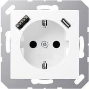 Jung SCHUKO Steckdose mit USB Typ A und Micro-USB in Weiß - Bild 1