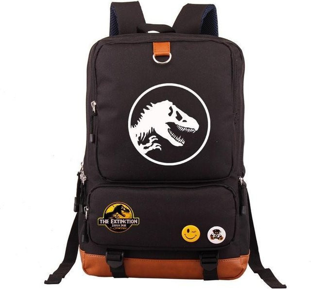 3-teiliges Jurassic World Schulrucksack-Set aus Oxford-Stoff in Schwarz mit Schultasche und Federmäppchen - Bild 1