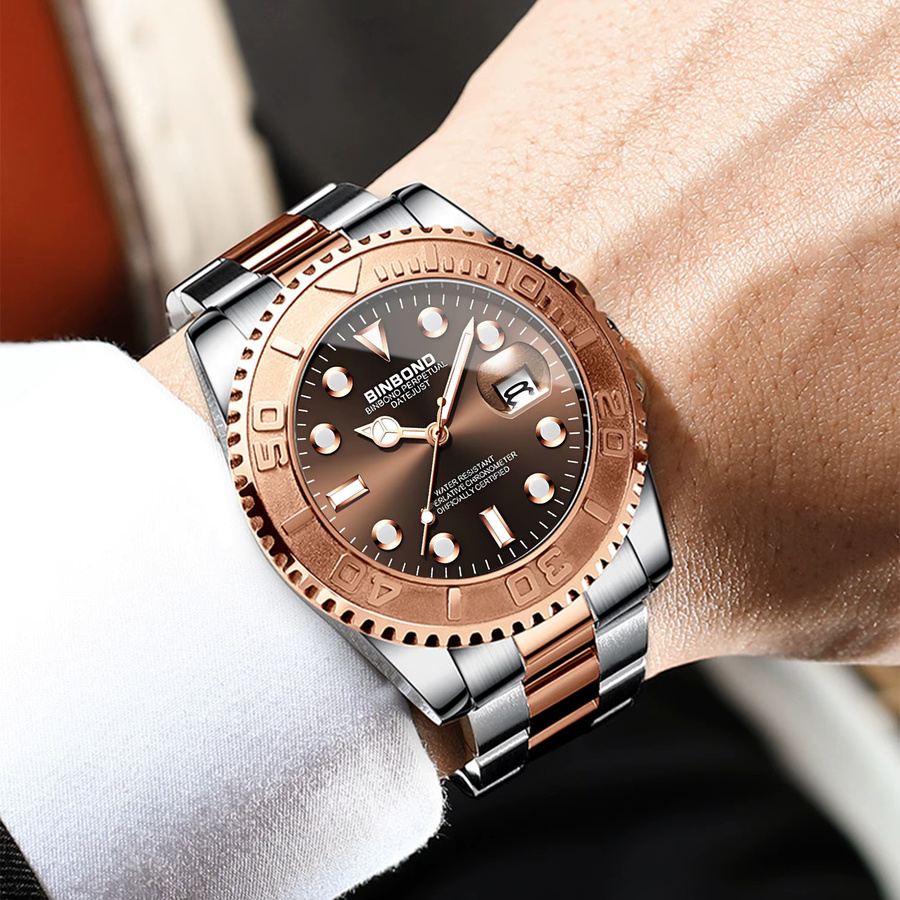 BINBOND Armbanduhr Quarz, Edelstahl, Schwarz, Herren - Bild 2