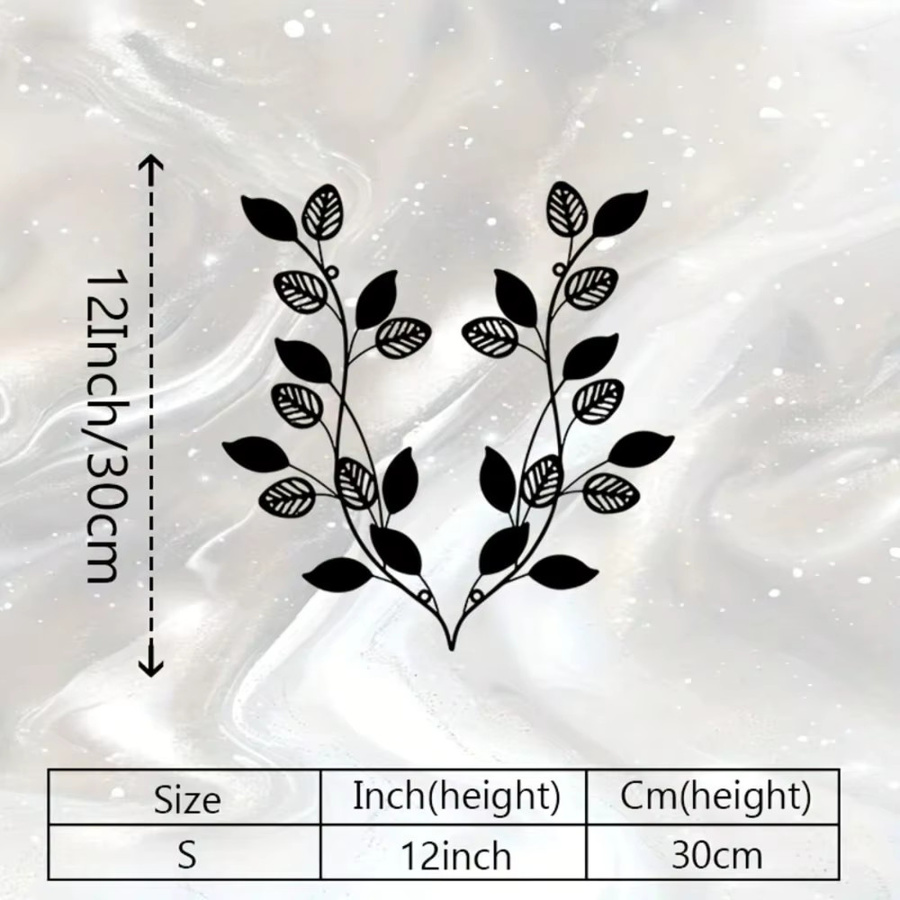 CIFBUY Olivenblatt Wandkunst aus Metall in Schwarz im mediterranen floralen Design - Bild 2