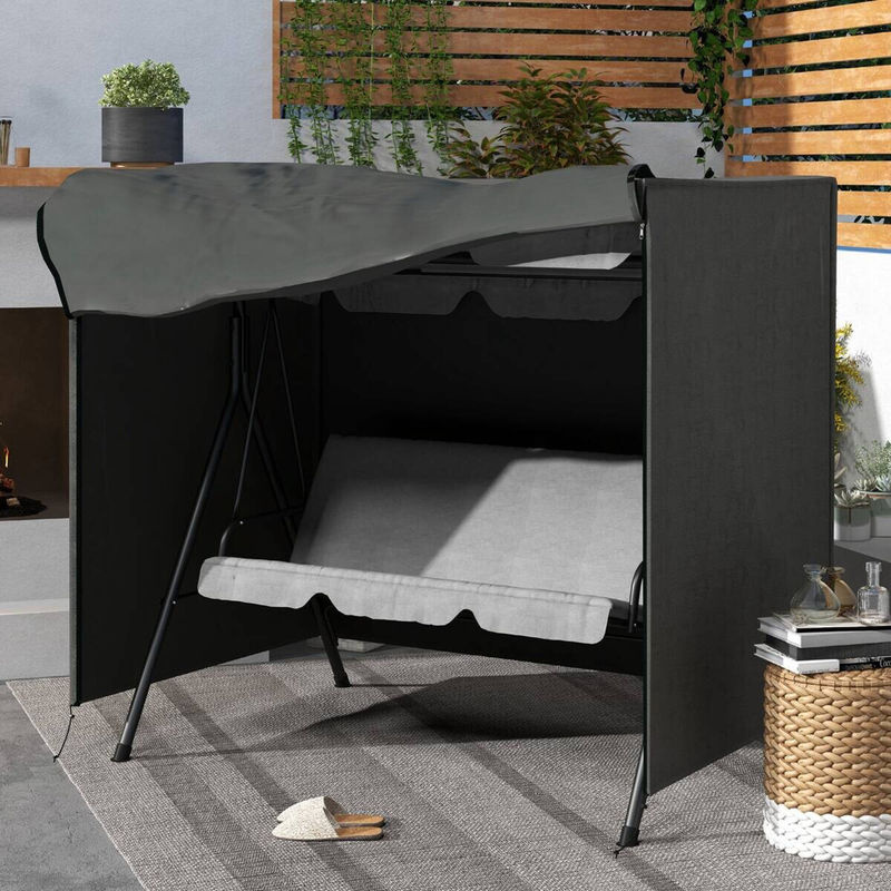Outsunny Hollywoodschaukel Abdeckung für 3 Sitzer, wasserabweisende und UV-beständige Schutzhülle aus 420D Oxford Gewebe, Dunkelgrau, B/H/L: 177 x 114 x 152 cm - Bild 2