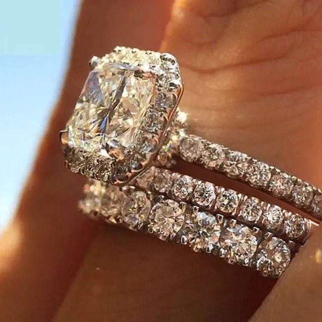 Huitan Ringe Set, Zirkonia, Silber, Damen - Bild 1