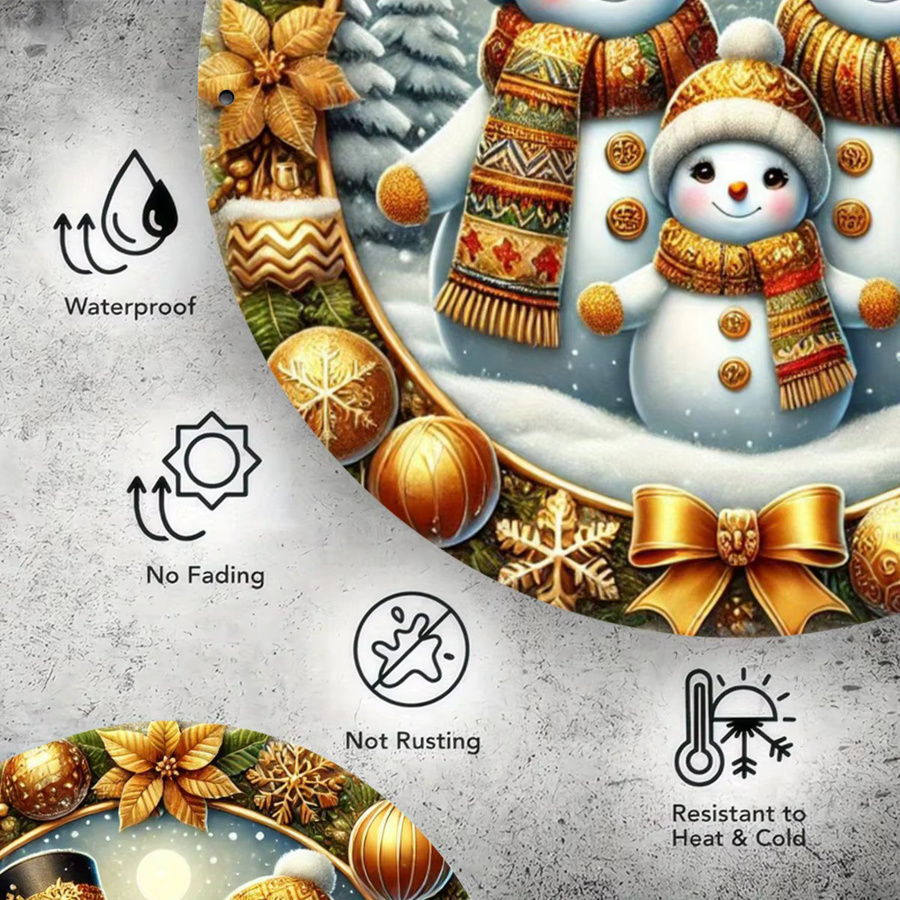 Potdemiel Schneemann-Familie Metallschild Rund, Weihnachtsdeko für Wand und Bar, Durchmesser: 20,32 cm - Bild 4