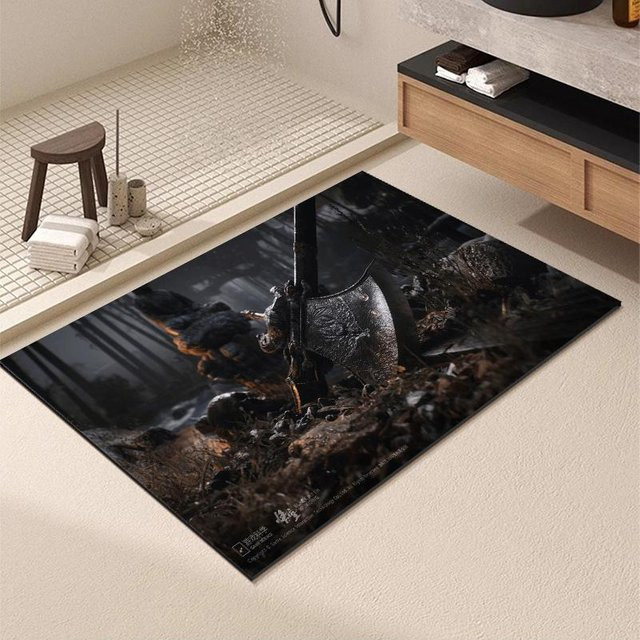 Yiran Furniture Anti-Rutsch Kieselgur Fußmatte für das Badezimmer, Schwarz, B: 50 cm, T: 80 cm, waschbar - Bild 1