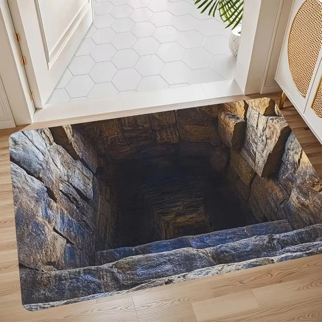 VIKAMA 2D Cave Entrance Willkommensmatte als dekorativer Druckteppich für Wohnzimmer, Küche oder Badezimmer - Bild 1