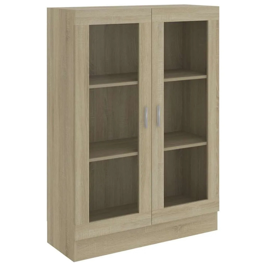 vidaXL Vitrinenschrank Sonoma-Eiche mit Glastüren und Regalböden, B/T/H: 82,5 x 30,5 x 115 cm - Bild 2