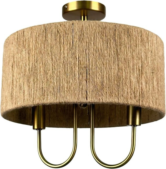 Relaxdays Deckenlampe im Boho-Stil aus Papierseil und Eisen in Bronze und Natur, 2-flammig, Durchmesser: 35 cm - Bild 1