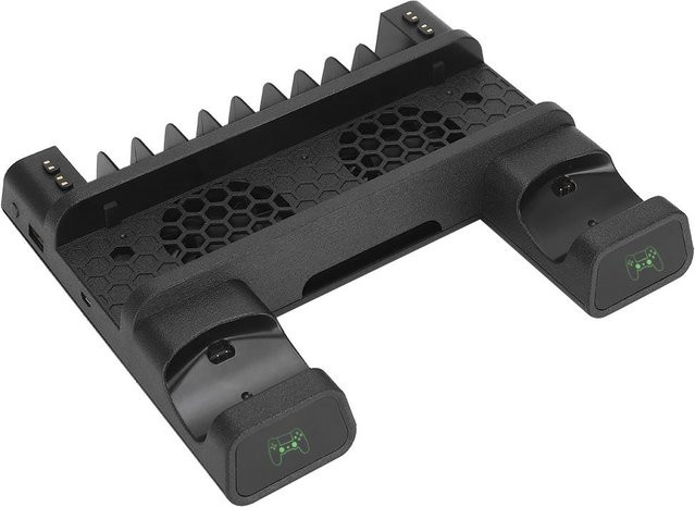 DIYelecs Multifunktionale Controller-Ladestation mit Wärmeableitungs-Lüfter und LED-Licht für PlayStation, Schwarz - Bild 1