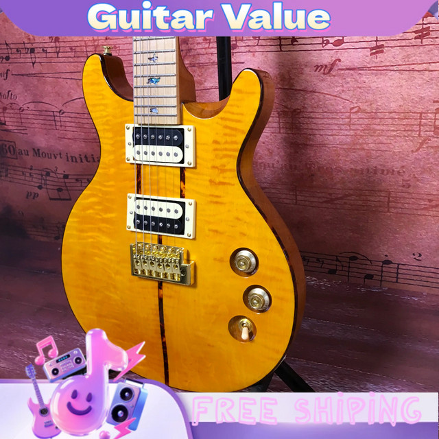 PRS Tiger-Muster Ahorn E-Gitarre in Hellgelb mit Doppel-Offset-Eckdesign und Single-Shake-System - Bild 1