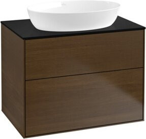 V&B Waschtischunterschrank Finion mit Wandbeleuchtung in Walnut Veneer, Braun, Breite: 80 cm, Tiefe: 50,1 cm - Bild 1