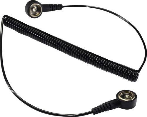 TRU Components SpKL-4-183-KK ESD-Erdungskabel mit Druckknopf 4mm in Schwarz, Länge: 1,83 m - Bild 1