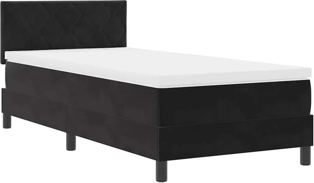vidaXL LED Boxspringbett mit Matratze Schwarz Samt B/T/H: 100 x 200 cm - Bild 1