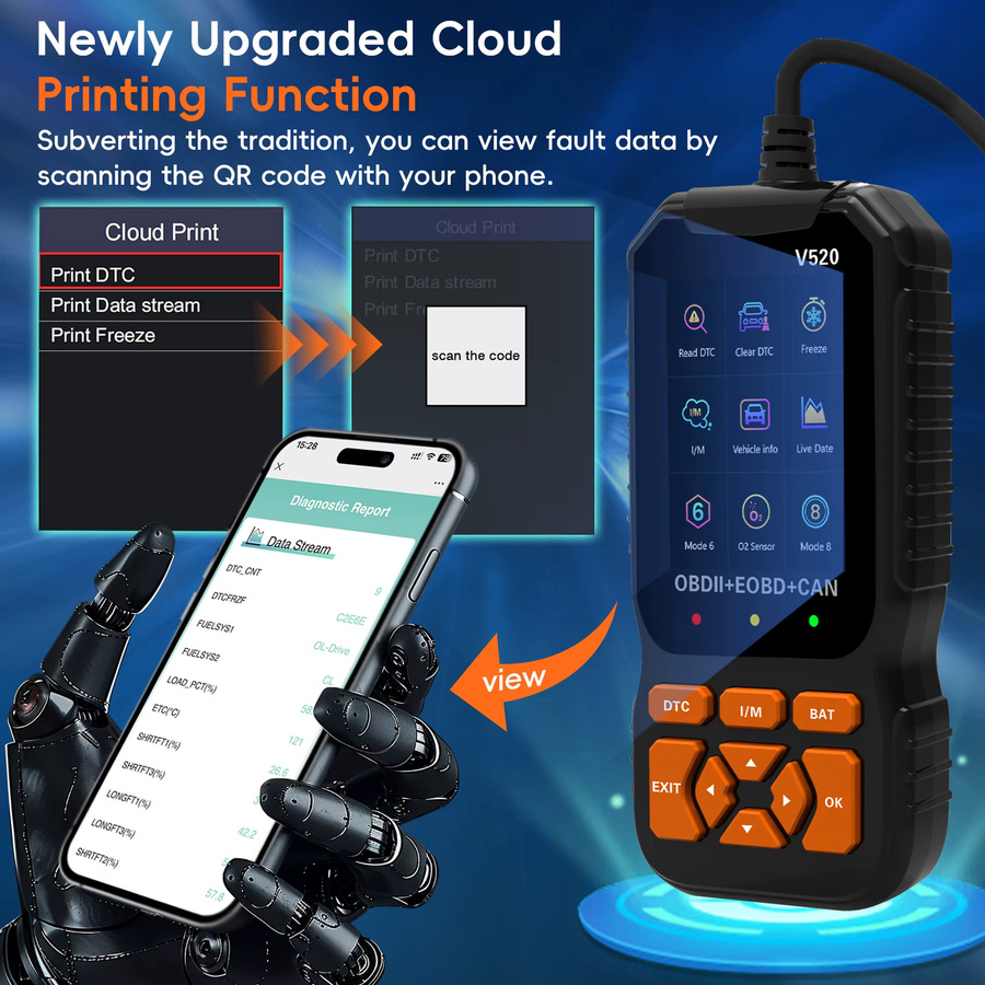 RUOGINSS OBD2-Scanner Engine-Codeleser mit Diagnose- und Reset-Funktion in Schwarz - Bild 5