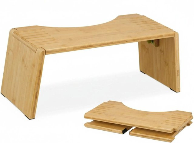 Relaxdays Toilettenhocker aus Bambus Natur klappbar und rutschfest B/T/H: 48,5 x 19 x 20 cm - Bild 1