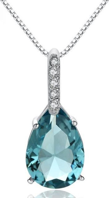 POMOiii Anhänger Halskette, blauer Topas, 925 Silber, Damen, 45 cm - Bild 1
