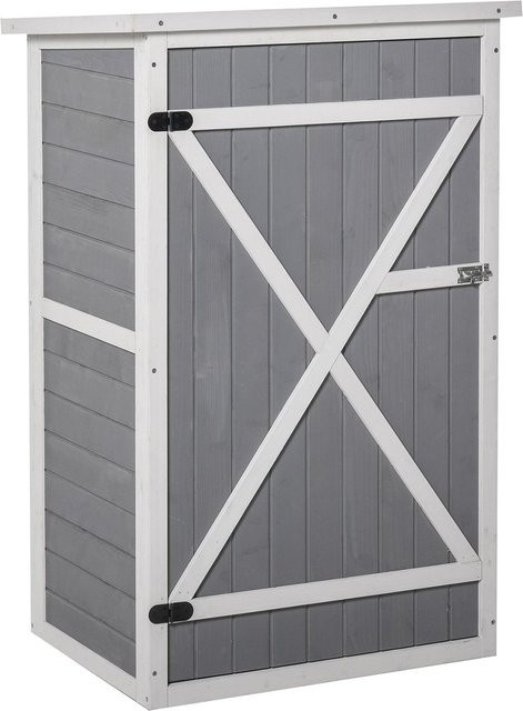 Outsunny Gartenhaus aus Tannenholz in Schwarz, Grau und Weiß, B/T/H: 75 x 56 x 115 cm - Bild 1
