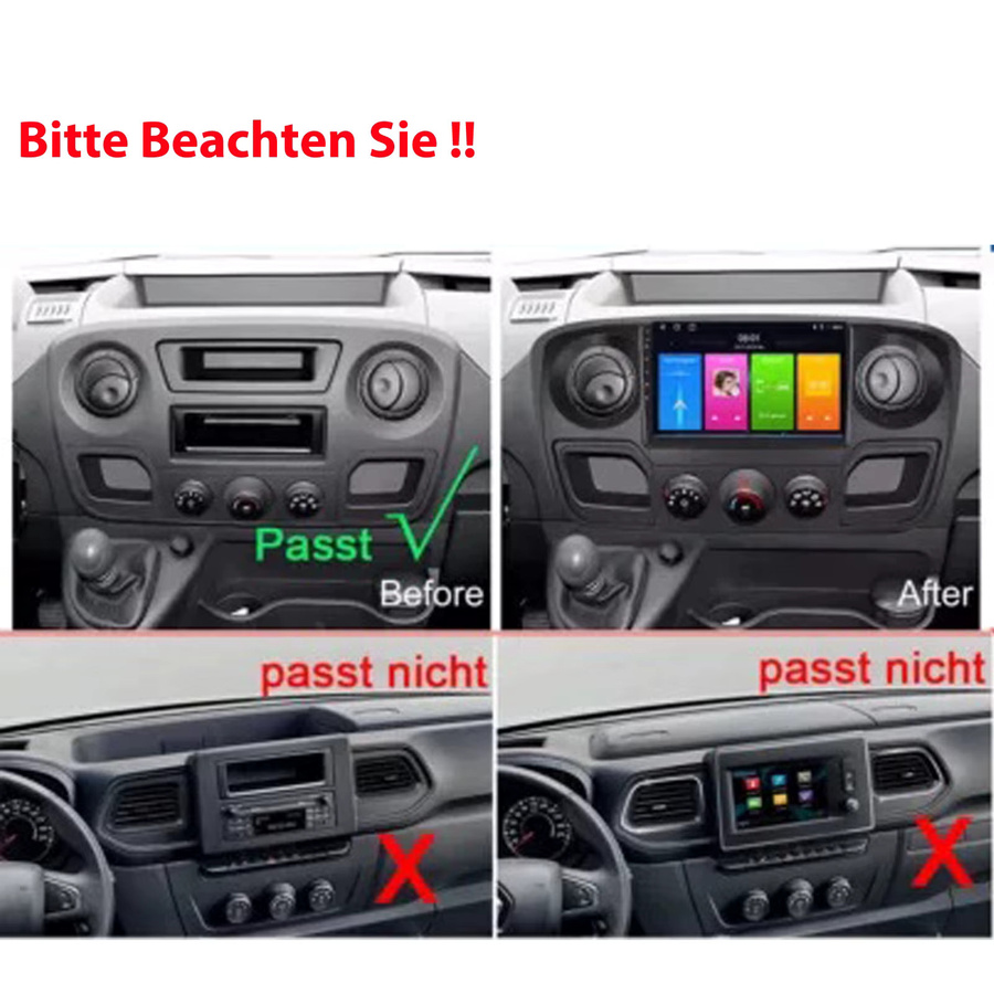 MOPECT Android Auto Radio mit Wireless CarPlay und GPS für Renault Master 3 III, Nissan NV400 und Opel Movano, 2DIN Multimedia Autoradio, Schwarz - Bild 2