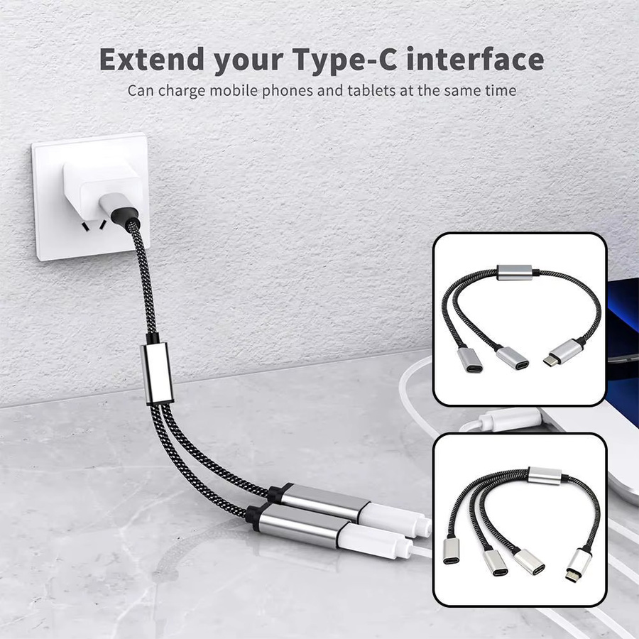 USB-C-Hub 3-Port Typ-C-Splitter in Silber - Bild 3