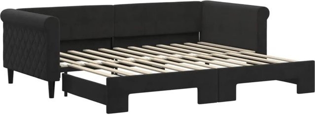 vidaXL Tagesbett ausziehbar in Schwarz mit Samtbezug B/T/H: 90 x 200 cm - Bild 1