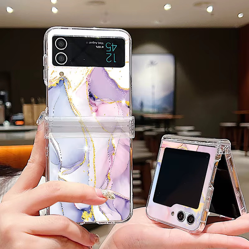 Samsung Galaxy Z Flip Handyhülle mit Marmor-Muster in Transparent, Faltbare Schutzhülle für Galaxy Z Flip 8, 7, 6, 5, 4, 3 - Bild 2