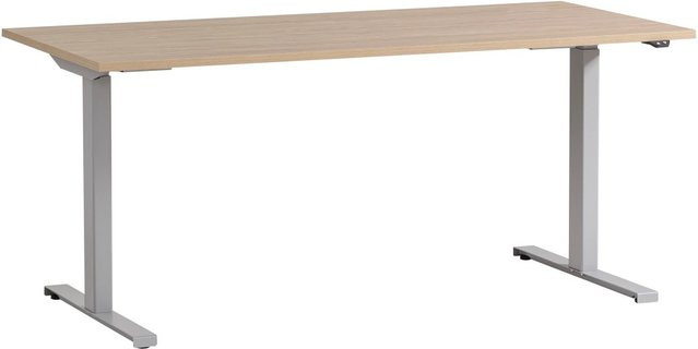 PROREGAL Schreibtisch Swan mit elektrischer Höhenverstellung in Eiche und Weiß, B/T/H: 160 x 75 x 71-121 cm - Bild 1