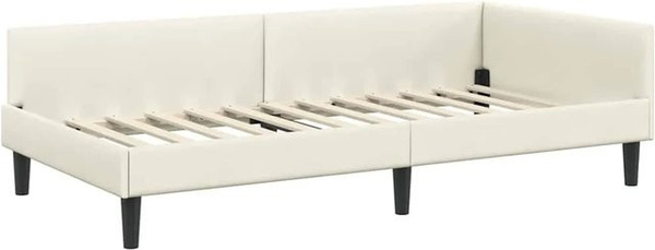 vidaXL Eckbettgestell mit Kopfteil in Beige aus Stoff, B/T/H: 90 x 200 x 204 cm