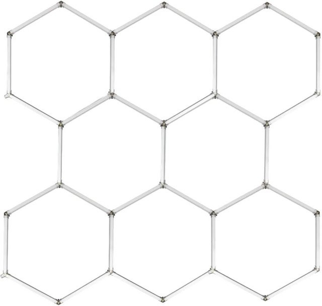 ENOVALITE 8er Set Hexagon LED Deckenleuchte Weiß, 40W, 4400lm, 6500K Kaltweiß, Modulare Sechseck-Leuchte für Werkstatt, Garage und Gaming Room - Bild 1