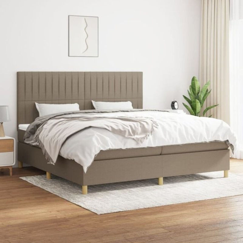 Vidaxl Boxspringbett mit Matratze in Taupe meliert aus Stoff, B/T: 200 x 200 cm - Bild 1
