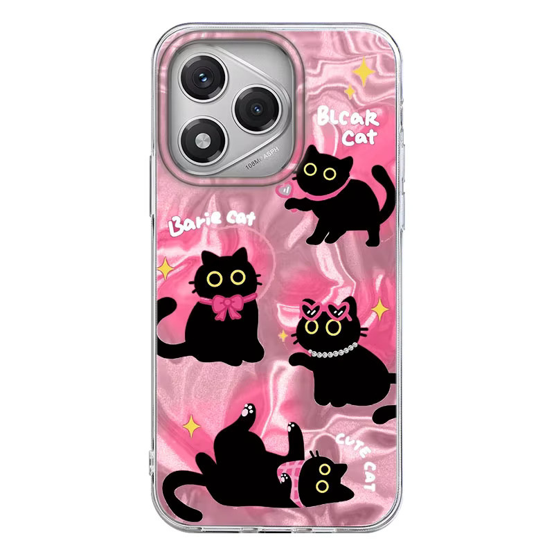 FunYudas Handyhülle mit Schwarzer Katze und Herz Motiv in Schwarz für Honor Modelle - Bild 3