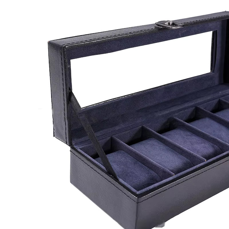 DELESYS Uhren Lagerung Box, Leder, Schwarz, Lila, Unisex - Bild 2
