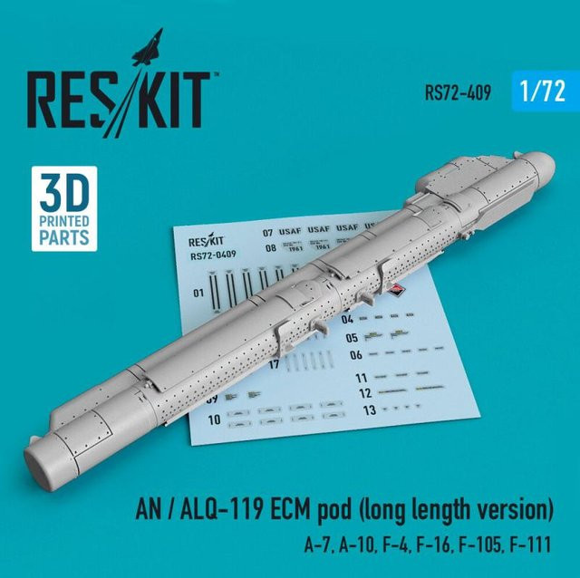 ResKit Models AN / ALQ-119 ECM pod (long length version), 1:72, Grau - Bild 1