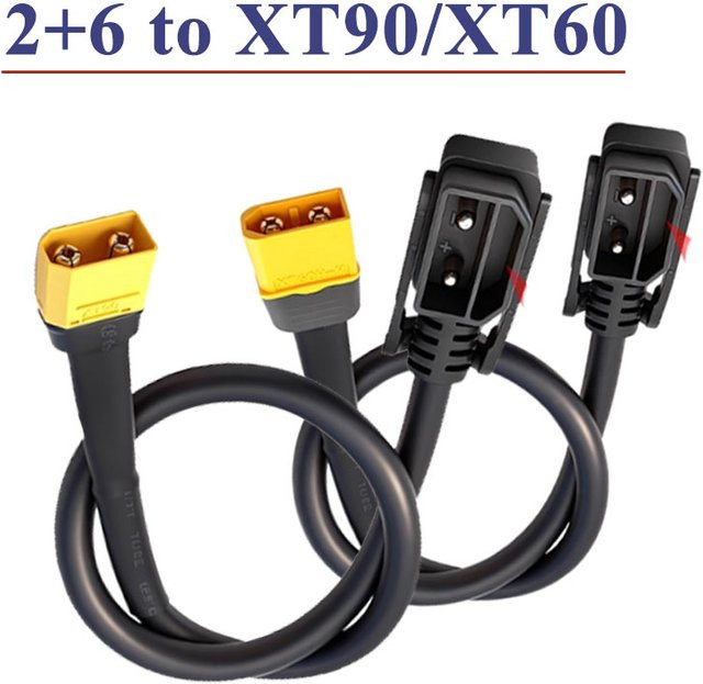 DIVEDEER Lithium-Akku Ladekabel mit XT60 und XT90 Anschlüssen, 8-Pin Hochleistungsstecker, Schwarz - Bild 1