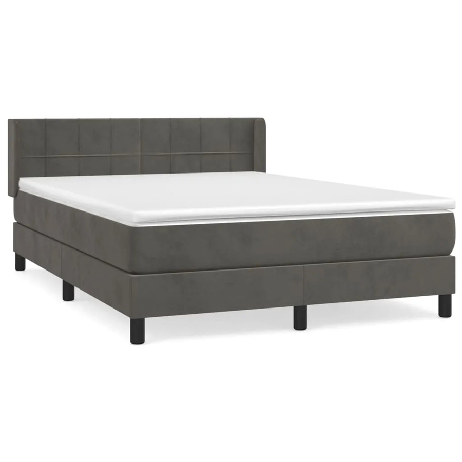 vidaXL Boxspringbett mit Matratze in Dunkelgrau aus Samt, Hybrid-Design mit Taschenfederkern, B/T: 140 x 190 cm - Bild 2