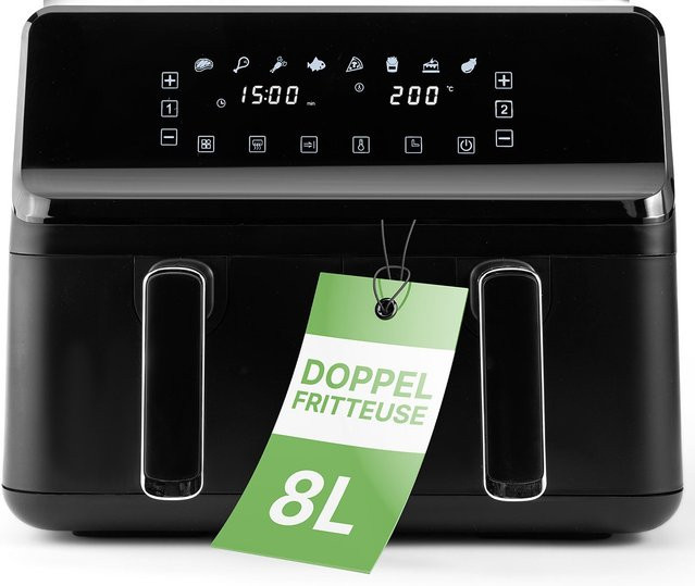 Clatronic FR 3804 H Doppel-Heißluft-Fritteuse Schwarz mit 2700W - Bild 1